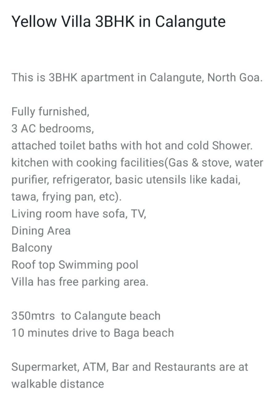 Villa Calangute Candolim Bay And *